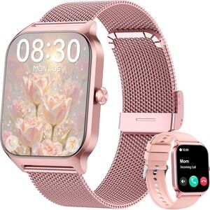 Smartwatch with Pink Mesh Band